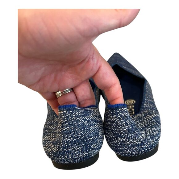 Rothy's Womens The Point Toe Blue Woven Packable Flats Sz 8 - Picture 3 of 4